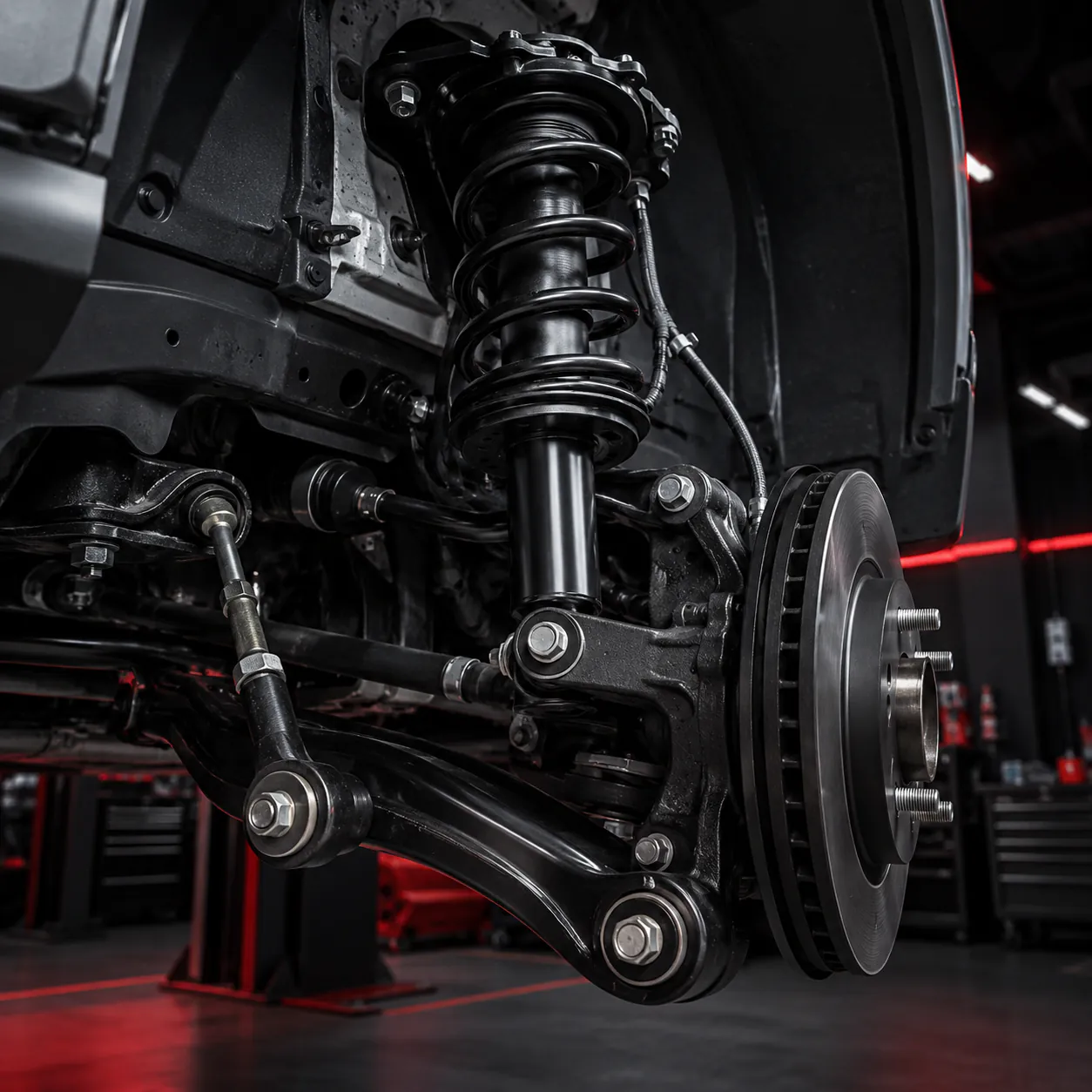 Suspension repair work at NexGen Auto in Irving, TX